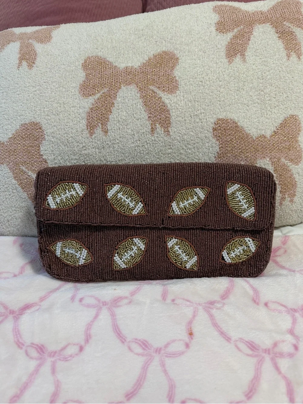 Beaded Football shoulder  in Chocolate Brown